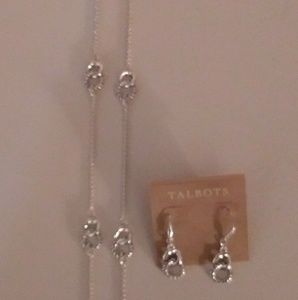 Talbots Double Ring Necklace and Earrings Set